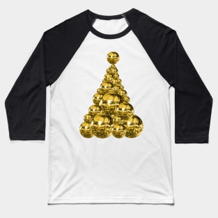 Glittering Gold Disco Ball Christmas Tree Baseball T-Shirt